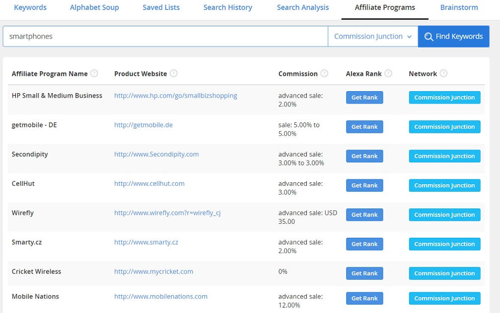 Using of the Affiliate Programs Feature in Jaaxy